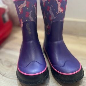 Bogs Purple and Pink Kids Rain Boots with Unicorns